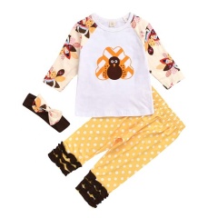 2021 long sleeve cotton turkey cartoon 2 piece baby clothing sets