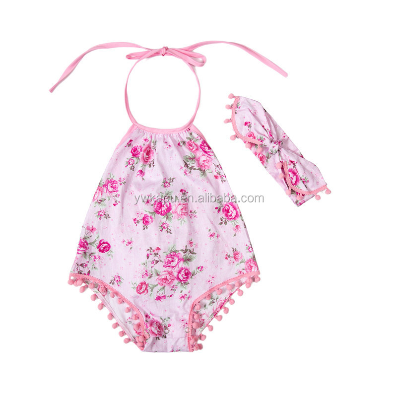 2018 New born baby clothes boutique pompom style clothes cotton baby clothes