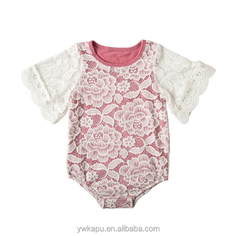 Princess summer boutique girls clothes romper sweet white lace baby cotton romper