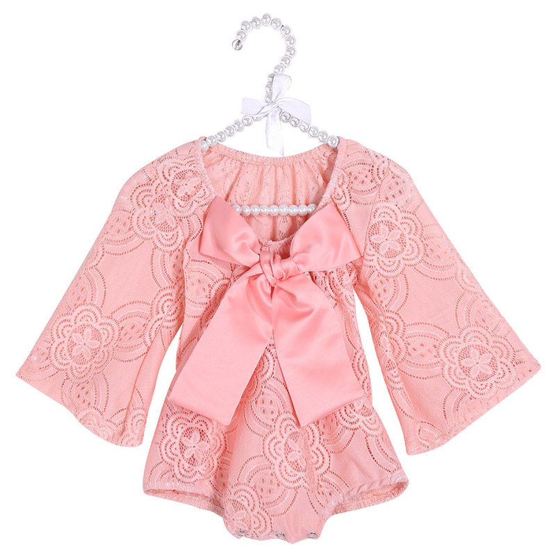 2019 Hot Sale  Import Custom Baby Girl Lace Clothes Big Bow Romper For Girl
