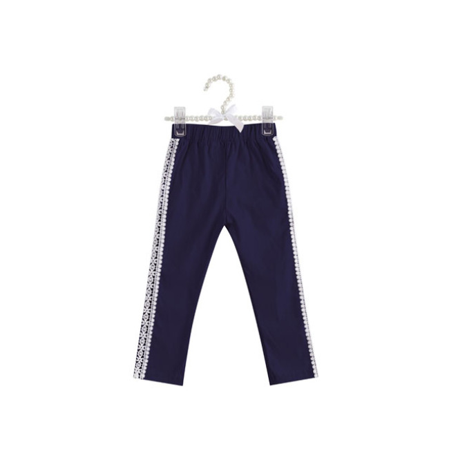 Hot selling black embroidered long sports  kids cotton leggings