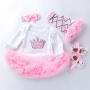 Wholesale Newborn Baby Girl Birthday Clothing Set Romper With Leg Warmer And Baby Shoes And Headband