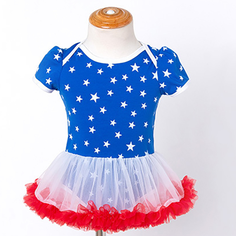 Factory USA 4th of July baby dresses headband 2pcs set