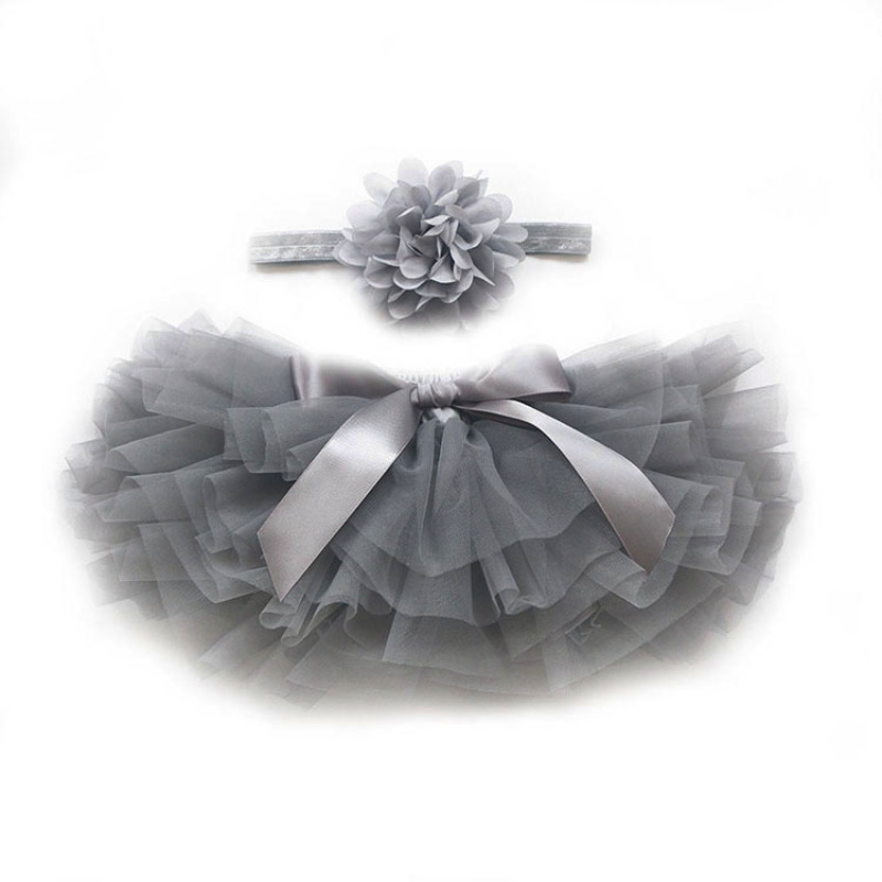 2020 newest newborn blue chiffon layered baby bow tutu skirt headband set