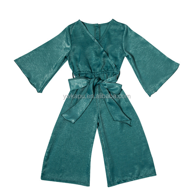 2018 Hot sale long sleeve romper jumpsuit latest design for girl with belt