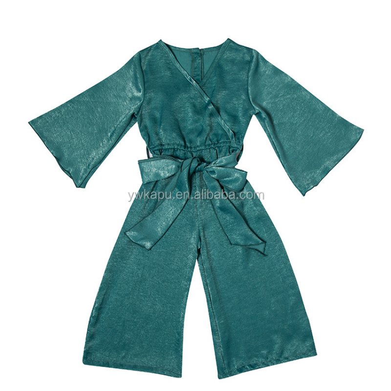 2018 Hot sale long sleeve romper jumpsuit latest design for girl with belt