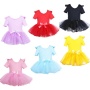 Wholesale kids solid ballet tutu dance performance practice rompers girls leotard dress dancewear