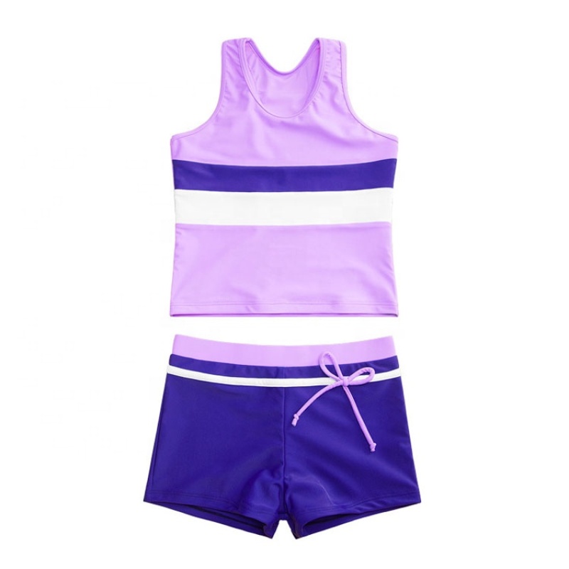 Popular three piece baby girls sport style ruched bikini swim wear