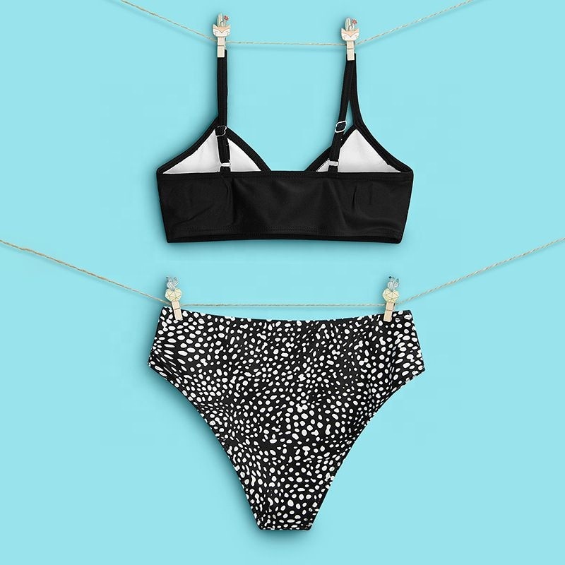 Summer fashionable black triangle leopard 2 piece bikini