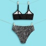 Summer fashionable black triangle leopard 2 piece bikini