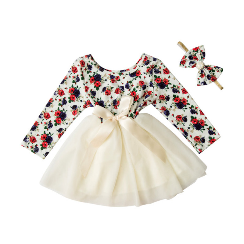 Wholesale Cotton Baby Girl Boutique Dresses With Headband Set 