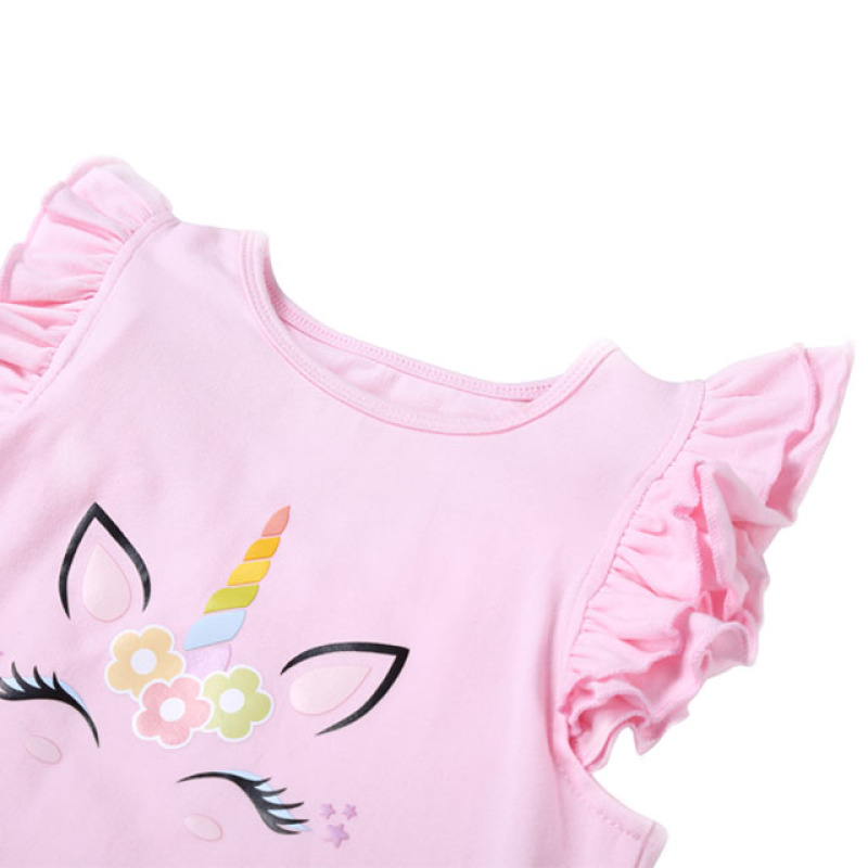 New brand Special Design Unicorn Printed Pink Girls Shirts baby girl shirts