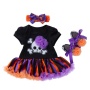 Halloween bone 2 piece long sleeve tutu custom mesh pettiskirt dress