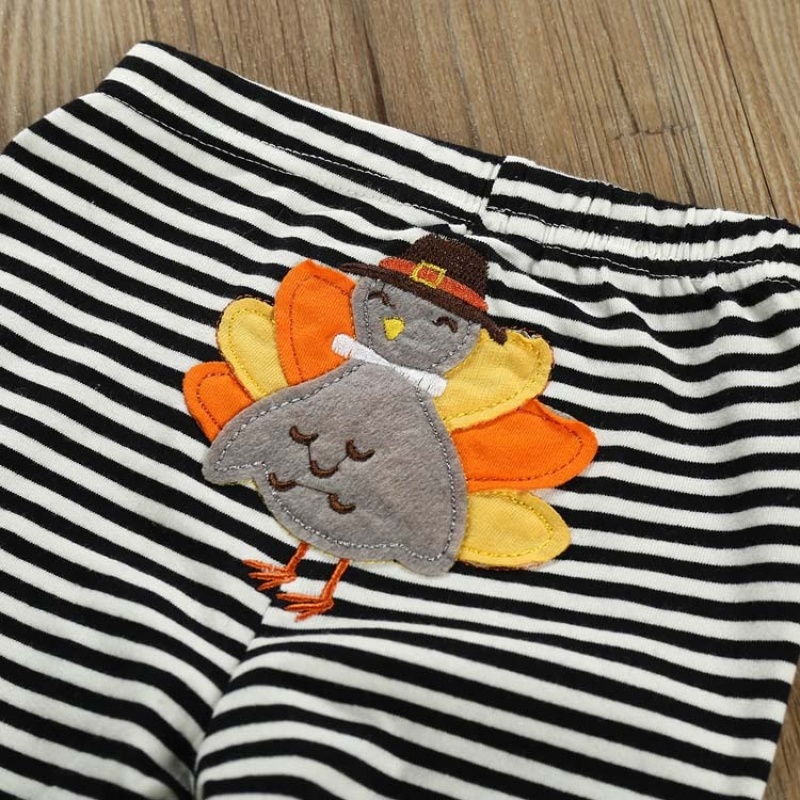 New autumn thankgiving day long sleeve   organic cotton stripe rompers baby boy girl clothing sets