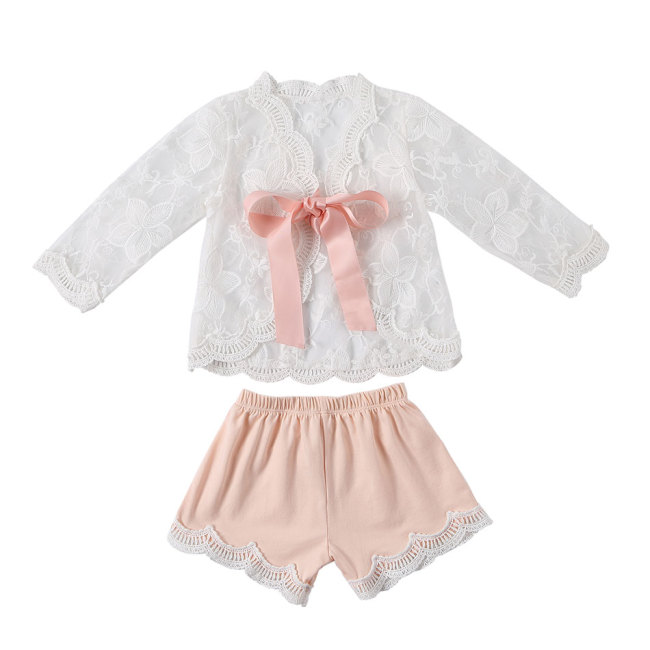 Adoarable Toddler Kids Girls Lace Tops T shirt Flower Shorts Outfits Summer Clothes Set