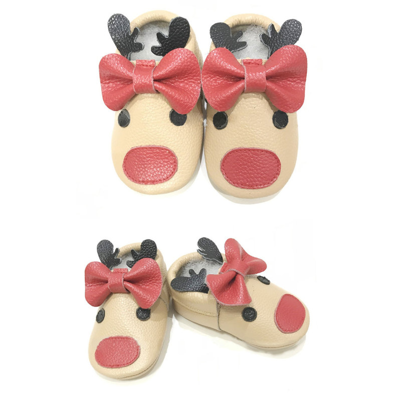 Popular Boutique Moccasin Shoes  Baby Leather Shoes  Christmas  Elk Toddler Shoes For Girl