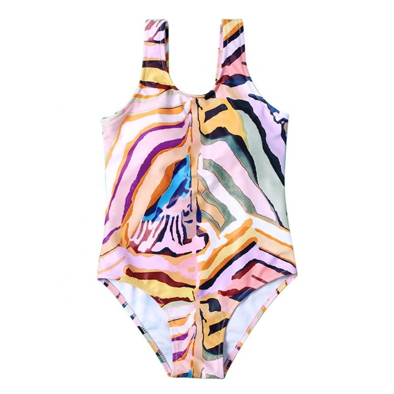 Novelty fashion trendy breathable one piece girls kids zebra bikini