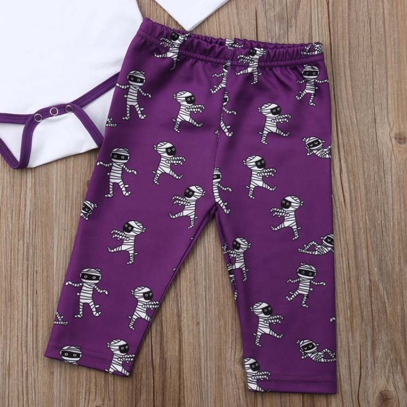 Hot selling purple baby cartoon printed long pants girl clothes rompers