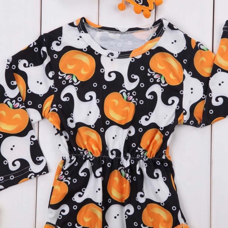 2021 korean trendy headband bow baby printed designer clothes ruffle halloween romper