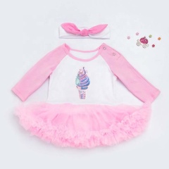 Wholesale Long Sleeve Girl Tutu Dress With Headband Outfit Set For Children Birthday Party 