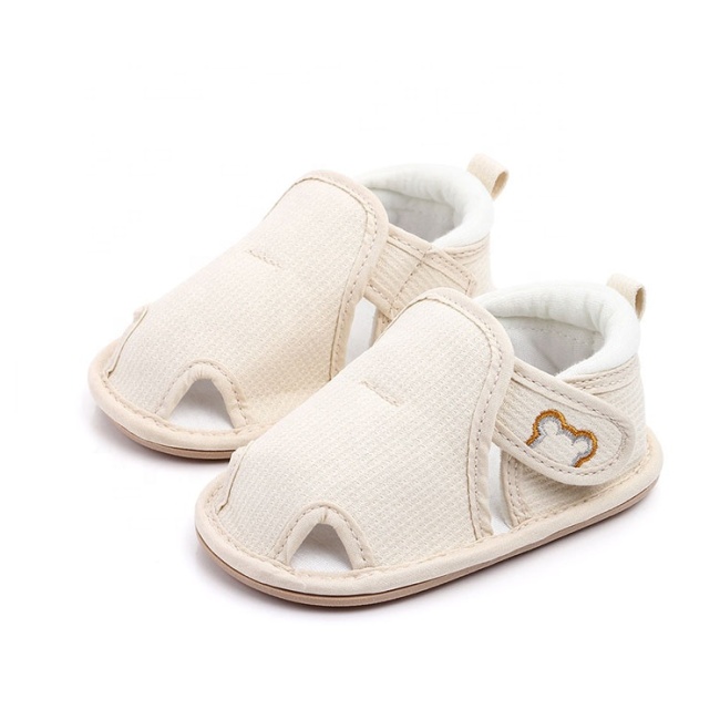 Hot selling baby solid color breathable shoes cotton outdoor sandals