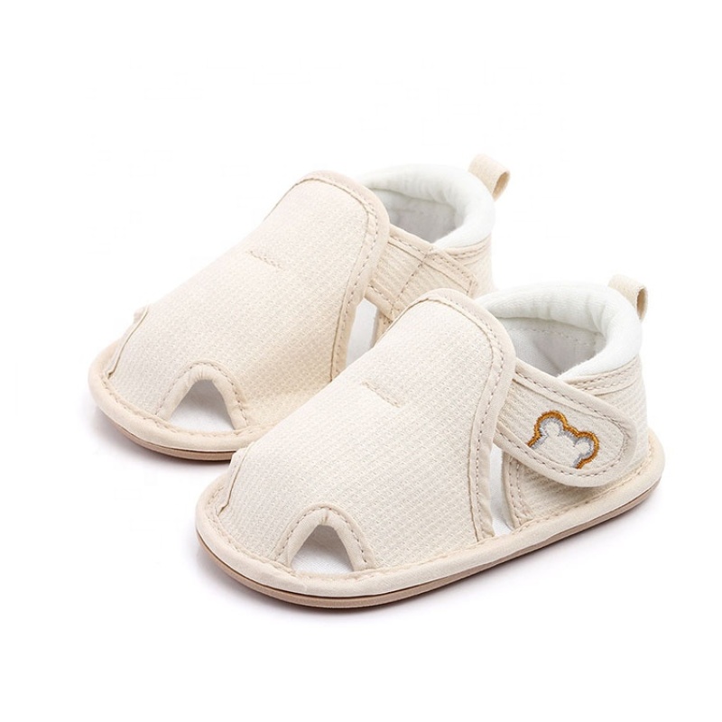 Hot selling baby solid color breathable shoes cotton outdoor sandals