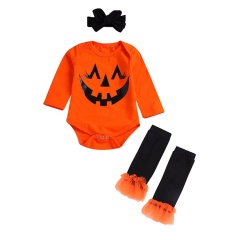 Wholesale cheap high quality halloween clothes pumpkin printed rompers kids 2021 clothing