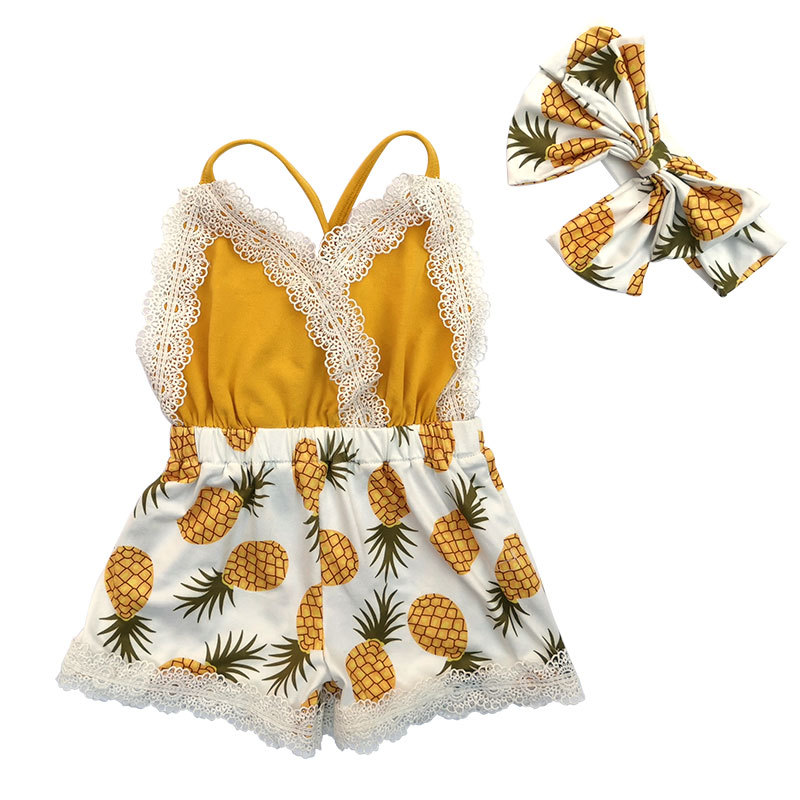 Popular Kids Clothing Sunflower Baby Girl Clothes Floral Jumpsuit