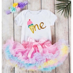 Factory Sale Baby Girl Birthday Smash Cake Tutu Dress With Headband Set