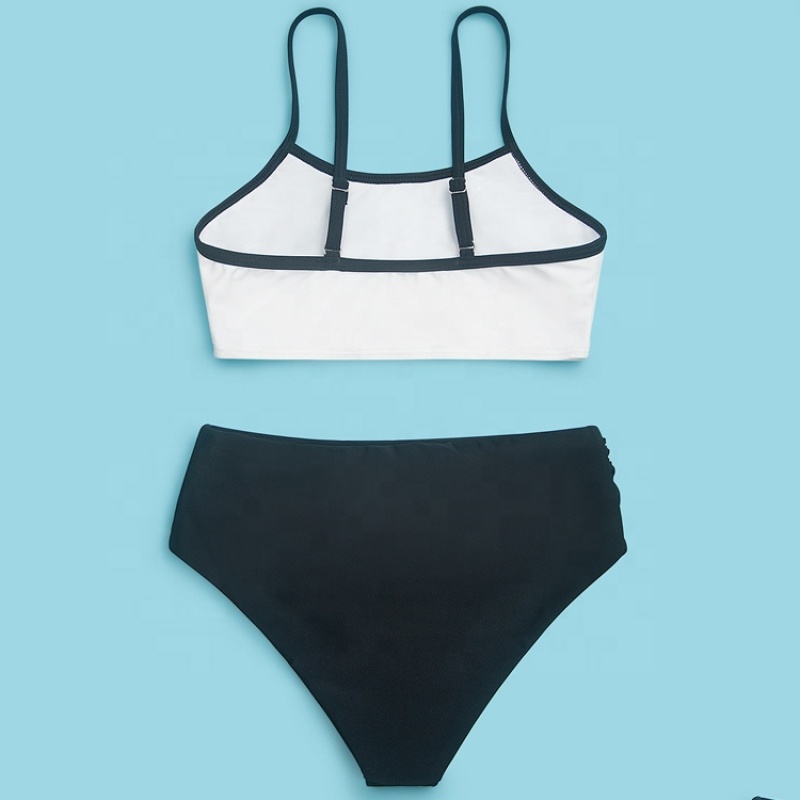 Factory custom one piece black white trendy swimsuits athletic swimwear