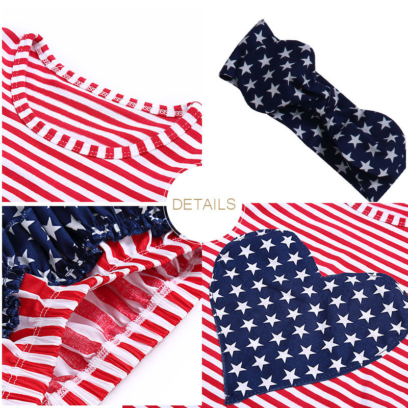2019 New design Sleeveless Clothes Babt Girl Heart Tank Top Ruffle Bloomer  outfit