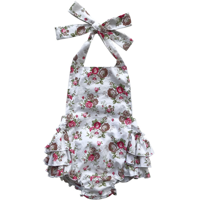 2020 New arrival  Wholesale price floral Printing Cotton baby girl romper