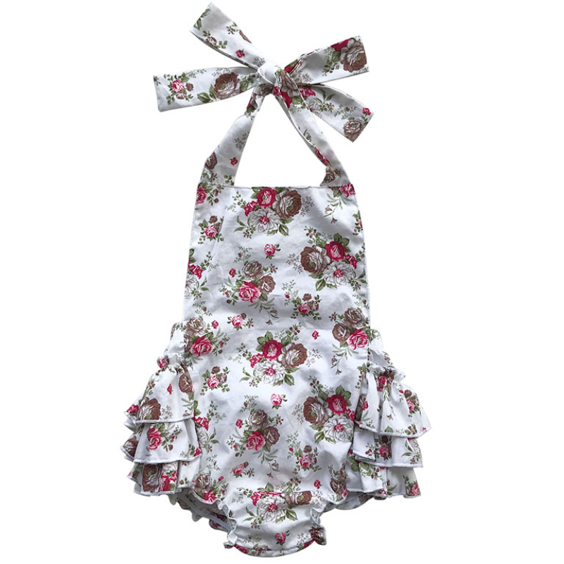 2020 New arrival  Wholesale price floral Printing Cotton baby girl romper