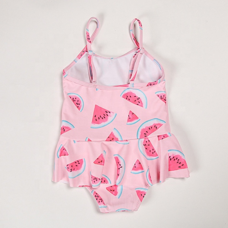 Wholesale little girls cute pink swimwear fruit ruffle children's bikini