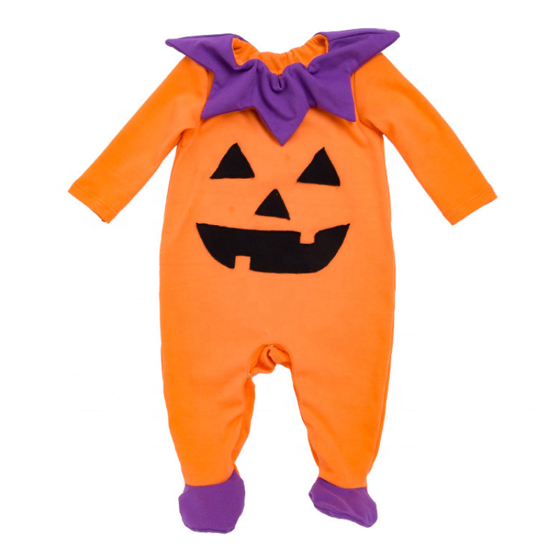 2021 halloween cute embroidered pumpkin jumpsuit baby custom clothes