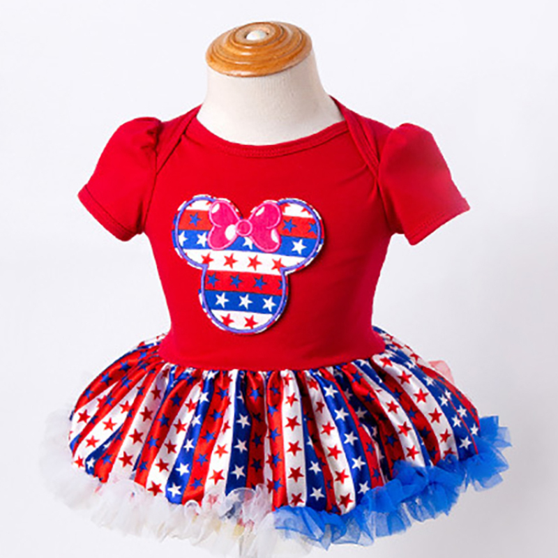 Fast delivery 4th of July headband baby girl romper dresses
