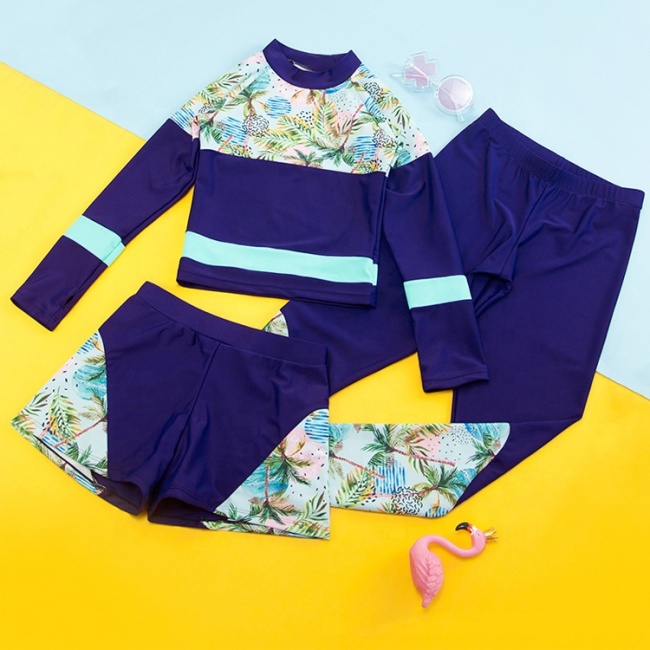 New fashion designer purple 3 piece babies girls swimwear set