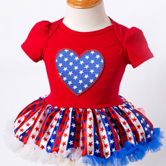 4th of July red blue stars baby girl dresses clothing set outfit stock