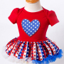 4th of July red blue stars baby girl dresses clothing set outfit stock