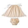 New Design Spring Baby Girl Lace Outfit Clothes Set Tunic Top With Diaper Cover