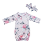 Unisex Long Sleeve Baby Gown Milk Silk Baby Sleeper Baby Knotted Gowns