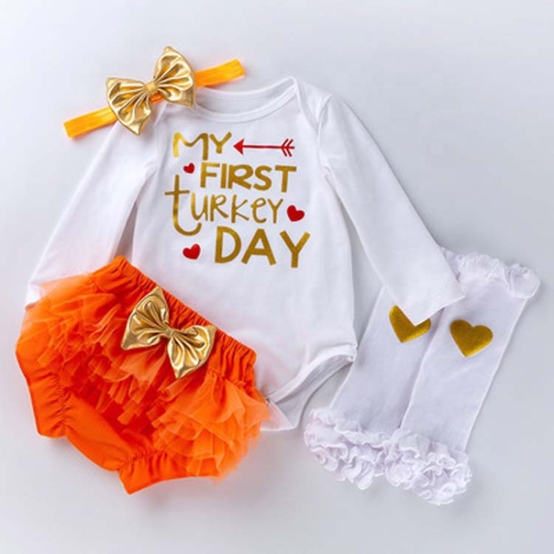 2021 thanksgiving cute baby girl socks bloomers rompers sets