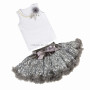 Baby Girls Dance Wear Birthday Sequin Pettiskirt Set With Cotton Top