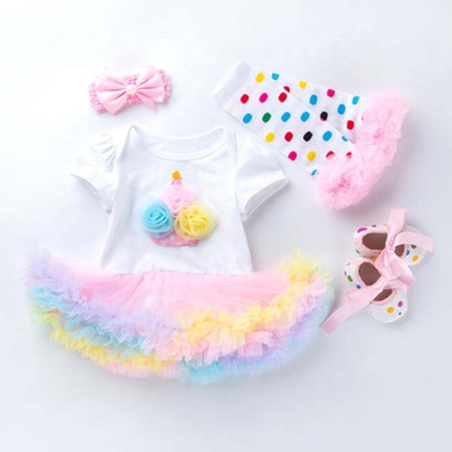 Wholesale Boutique Children Girl Birthday Tutu Dress Outfit Set With Baby Shoes And Leg Warmer And Headband 