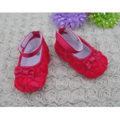 New design baby hard sole walking shoes rosette baby shoes for sale
