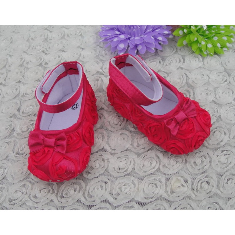 New design baby hard sole walking shoes rosette baby shoes for sale