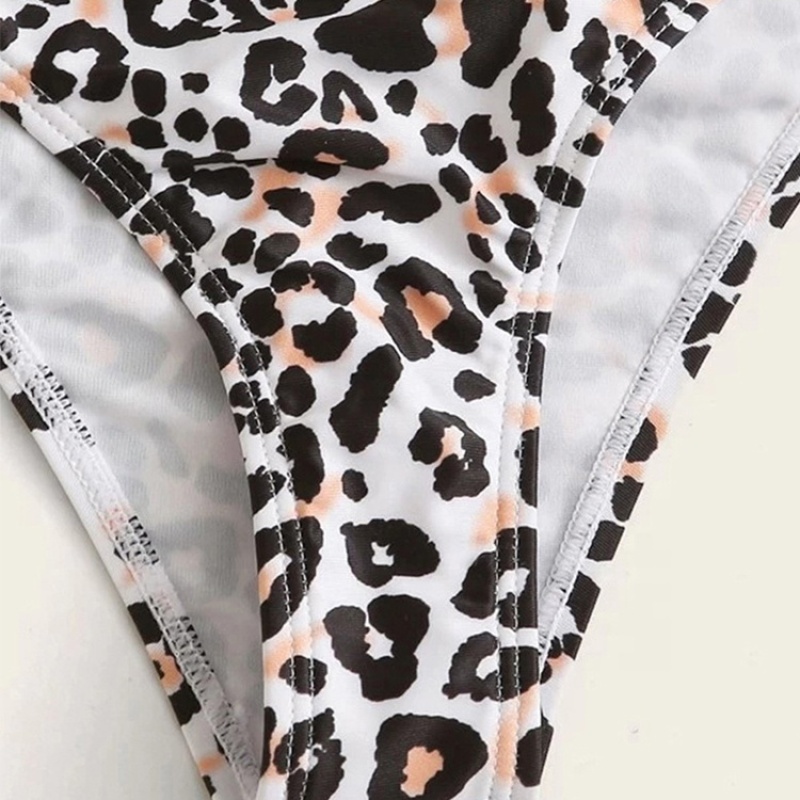 2021 fashionable two piece one shoulder leopard print swimwear