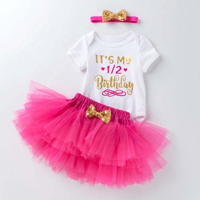 New Boutiques Baby Girl Romper With Tulle Tutu Skirts And Headband Set