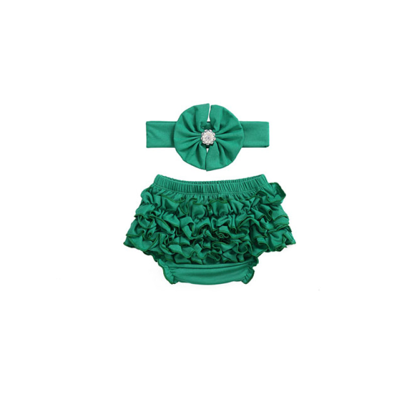 Hot selling new design soft organic cotton  wholesale baby bloomers with headband