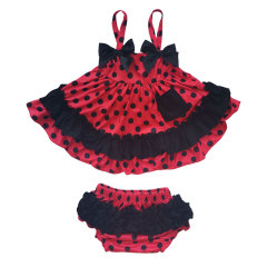 Factory Direct Sale Girls Polka Dots Swing Top Clothes Set 